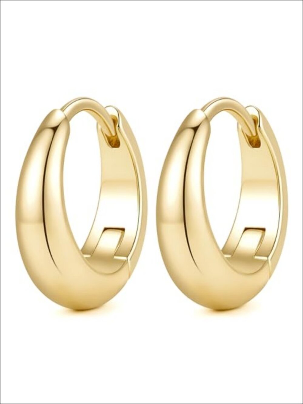 14K Gold Plated Hoop Earrings Snap Closure Women's Jewelry